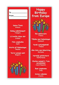 Bookmark: Happy Birthday - Multi-languages