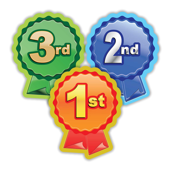 Winners rosette stickers for 1st, 2nd and 3rd positions - SuperStickers