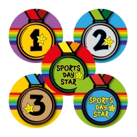Sticker: 1st, 2nd, 3rd Sports Day Star Variety Pack