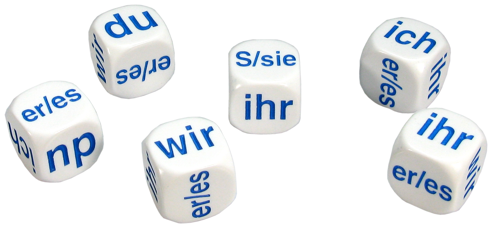 Games: Set of 6 German Pronoun Dice
