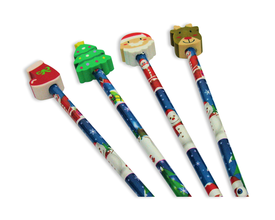 Gifts: Christmas Pencils With Erasers