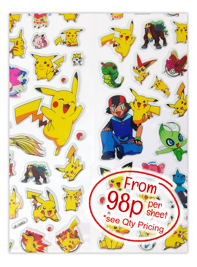 4 sheets New Pokemon puffy stickers.