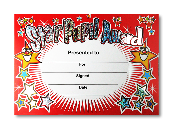 Certificate: Star Pupil Award - Sparkling Red