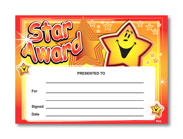 Certificate: Star Award - SuperStickers