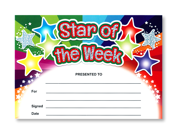 Certificate: Star Of The Week Rainbow - Sparkling