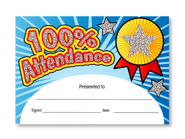 Certificate: 100% Attendance - Sparkling
