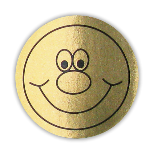 Metallic Gold Smiley Face Stickers - SuperStickers