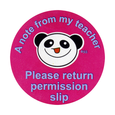 Sticker: Note from my Teacher: Please Return Permission Slip - Panda