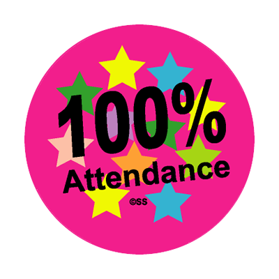 100% Attendance Star Stickers - SuperStickers