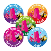 Sticker: ÷by 4 Division Facts Effort And Progress