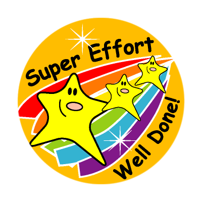 Sticker: Super Effort Well Done! - Stars - SuperStickers