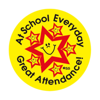 Sticker: At School Everyday Great Attendance! - Stars