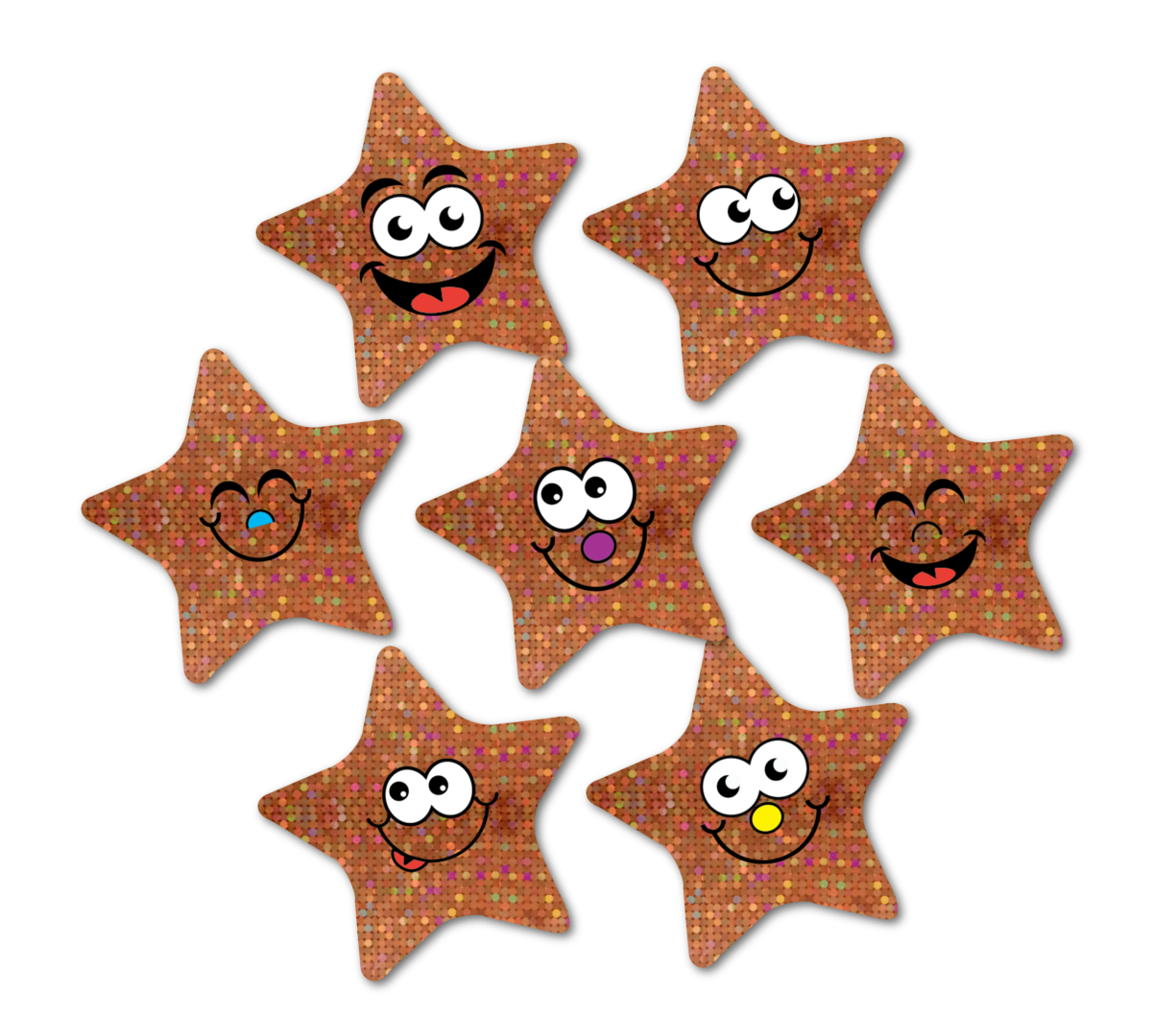 Sparkling Sticker: Smiley Sparkling Bronze Star Midi Stickers