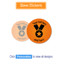 Personalised Sticker: Single Sort - Neon Orange 35mm