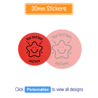 Personalised Sticker: Mixed Pack - Neon Red 30mm