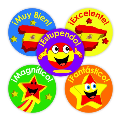 1000 Pack Spanish Motivational Stickers for Classroom - Bulk