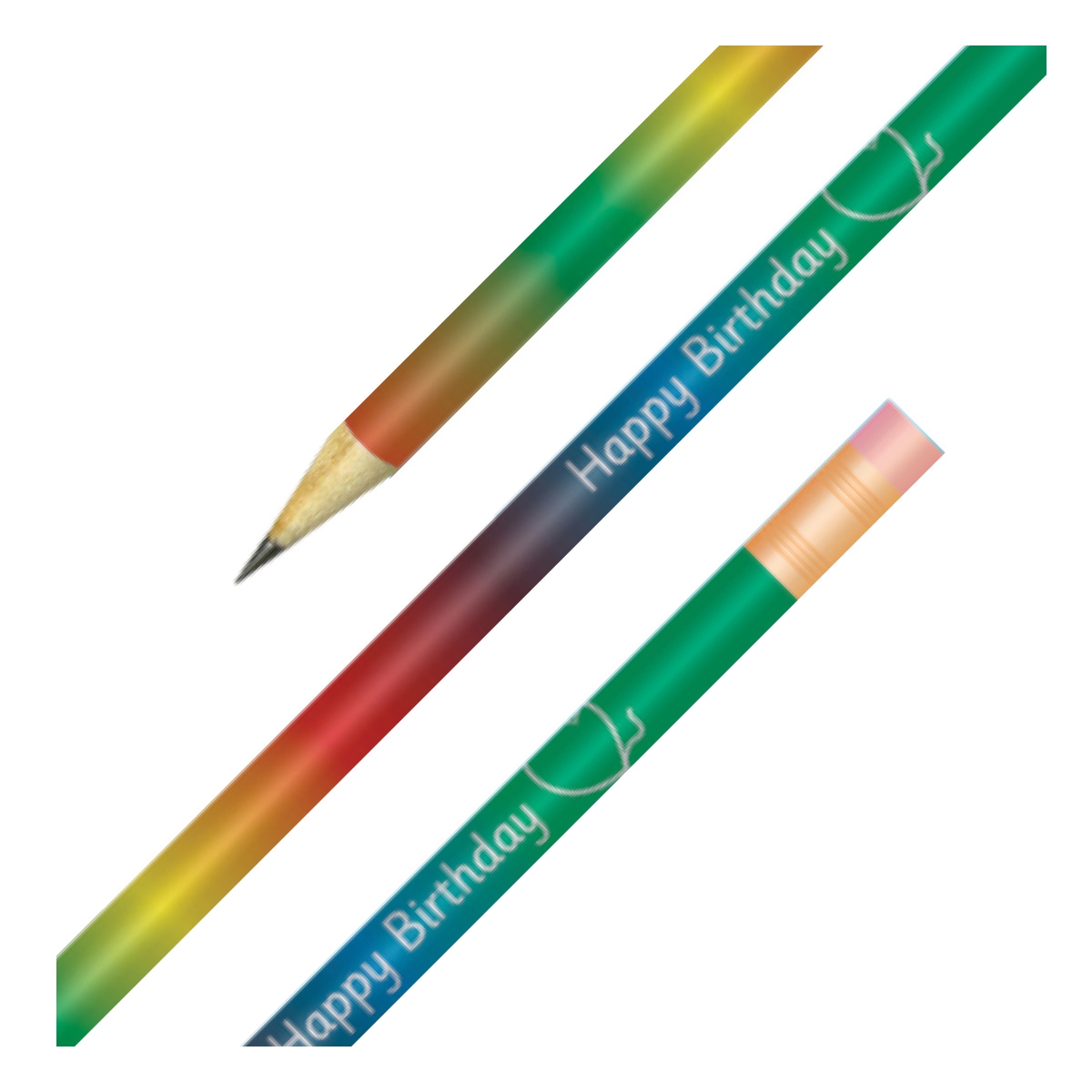 Rainbow Metallic Pencil - Happy Birthday