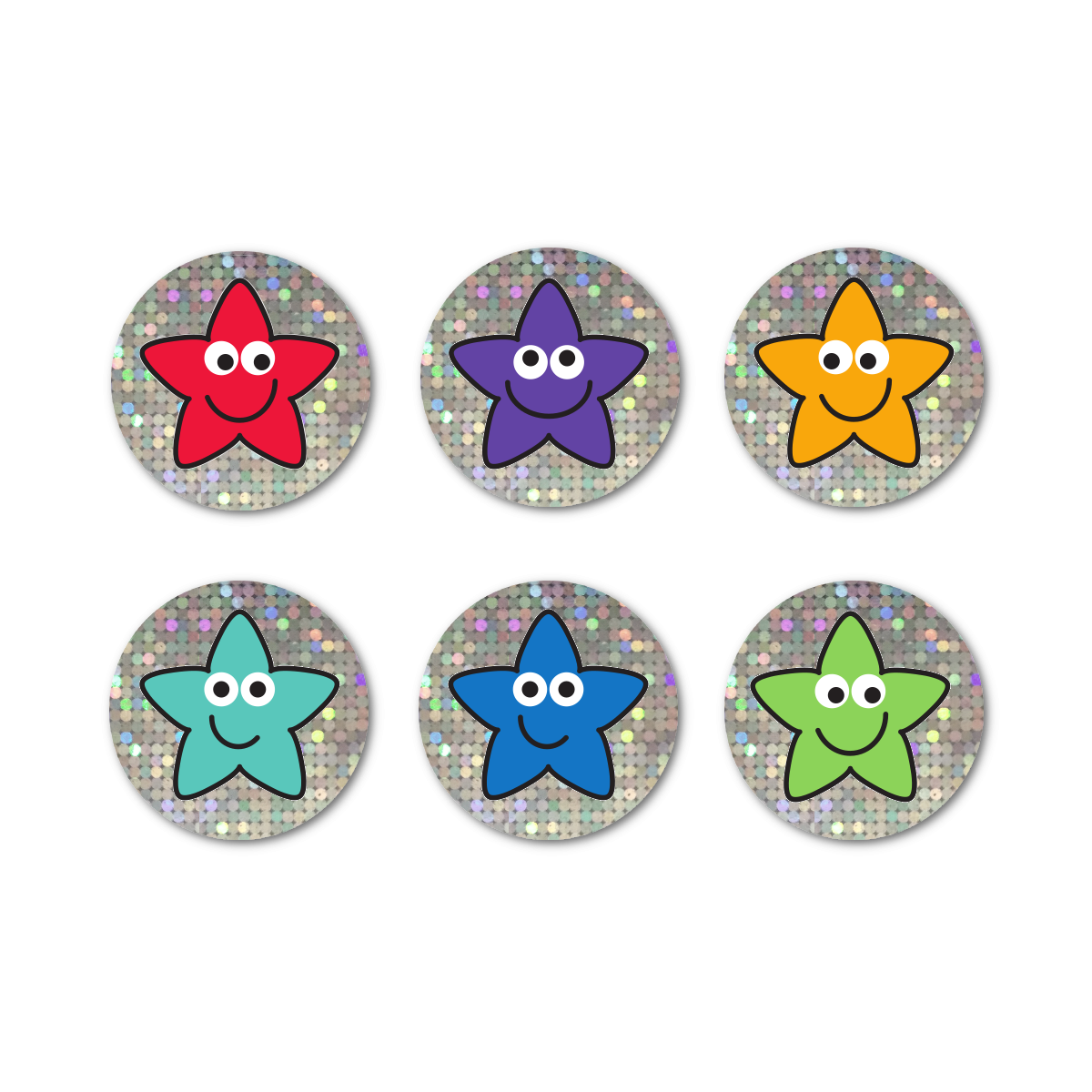 Sparkly Coloured Star Stickers - (140 Stickers - 20mm)