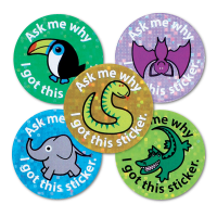 Sparkly `Ask Me Why I Got This Sticker` Zoo Collection Stickers
