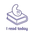Sticker Factory Stamper: Square Ron Bookworm Stamper - I Read Today - Blue