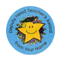 Quick Personalised Sparkly Stickers: Deputy Head Teacher`s Award From The Sticker Factory (35mm)