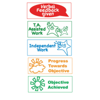 Stamp Stack: 5 High - Verbal Feedback / TA Assisted / Independent / Objective Achieved / Progress