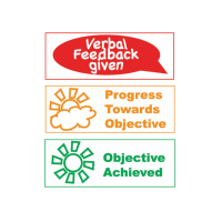 Stamp Stack: 3 High - Verbal Feedback / Objective Achieved / Progress Towards Objective