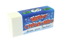 Erasers: Happy Christmas From Your Teacher Snowscene