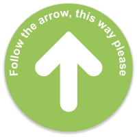Social Distance Floor Marker - Green Circle with arrow (400x400mm)