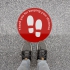 Social Distance Floor Marker - Red Circle, Thank You For Keeping Your Distance (400x400mm)